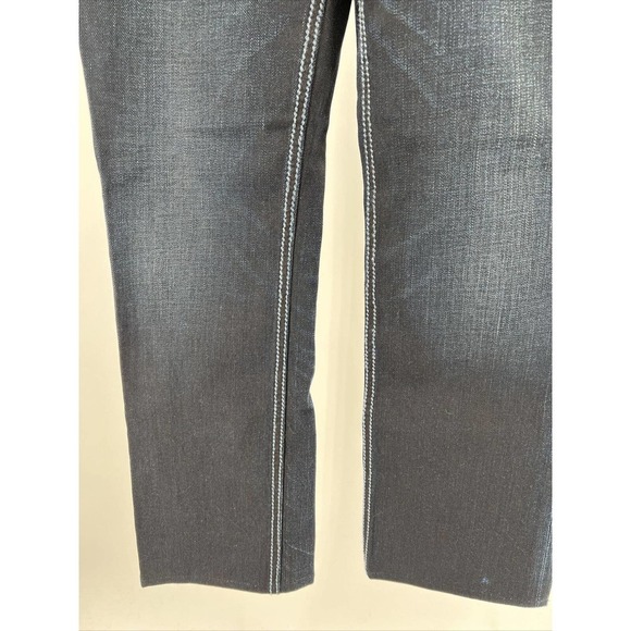 Womens Designer Dark Wash Denim Jeans Light Stitching Flap Pockets Size 10 EUC - Picture 4 of 10
